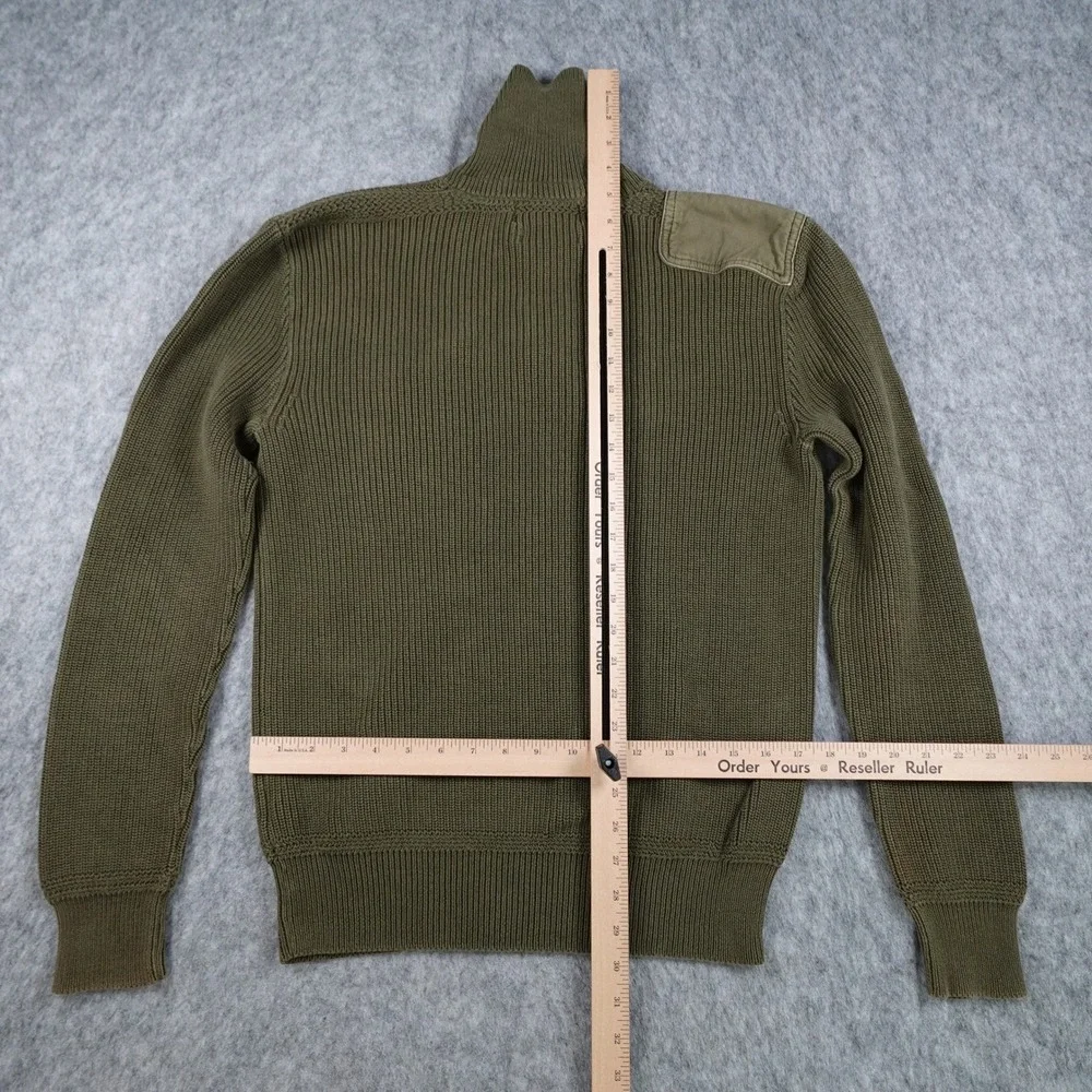 Polo Ralph Lauren Sweater Mens Medium Army Green Military Utility Chunky Shawl